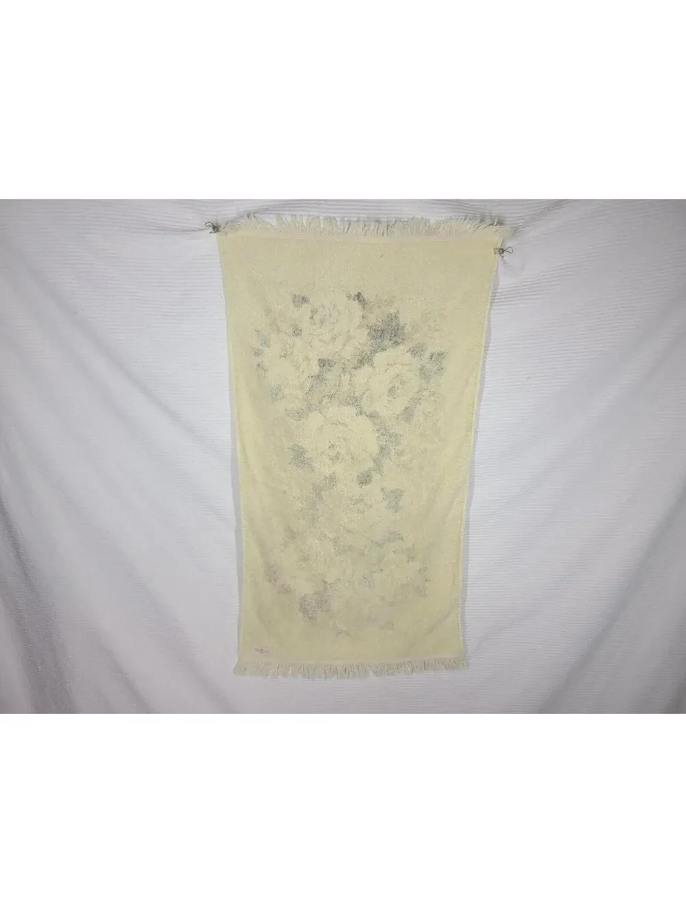 Vtg 70s Cannon Bath Towel Yellow Roses 100% Cotton Brown Tan Retro Rare Bathroom